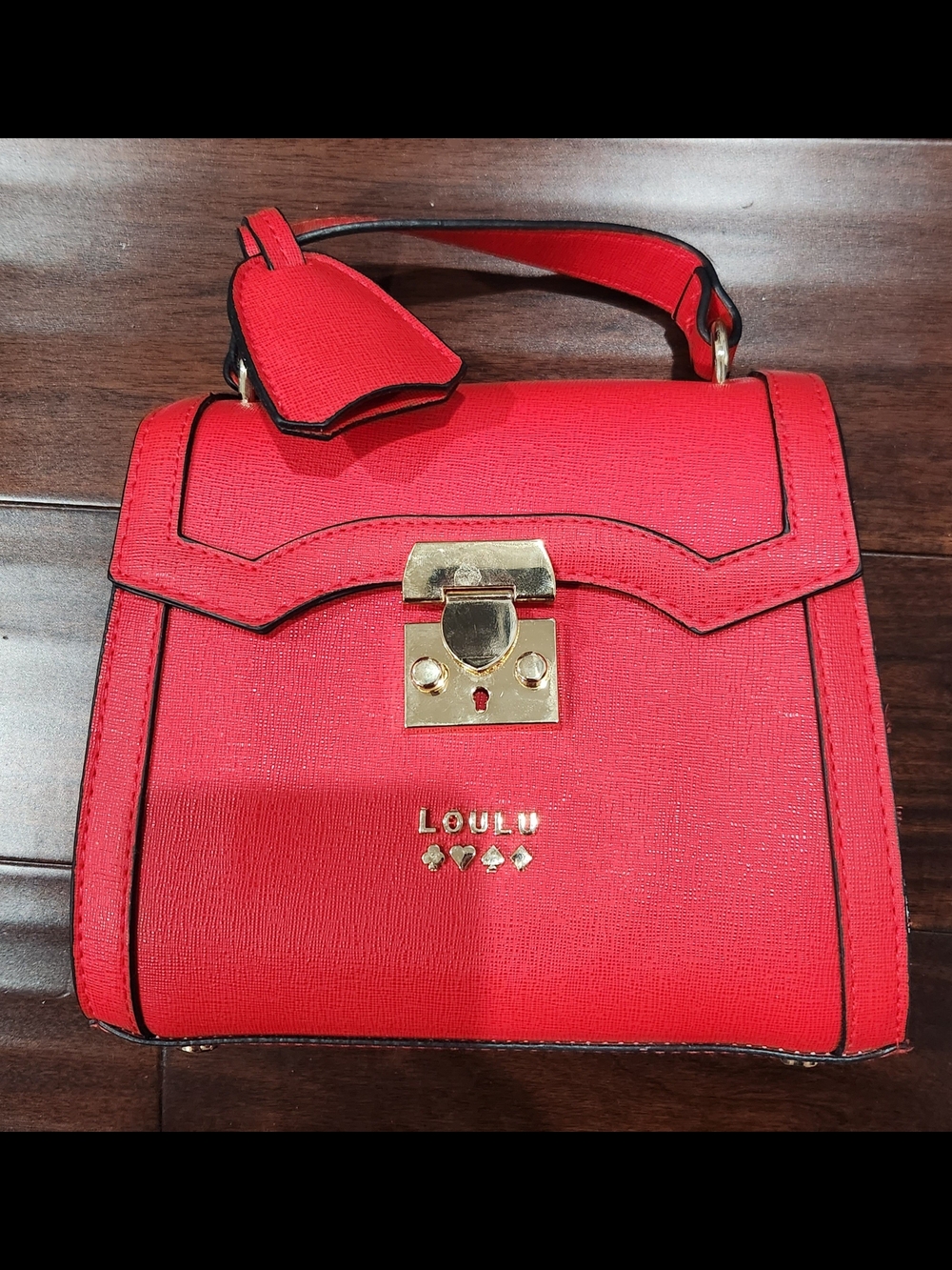 LOULU Red Top-Handle Satchel with Gold Lock
